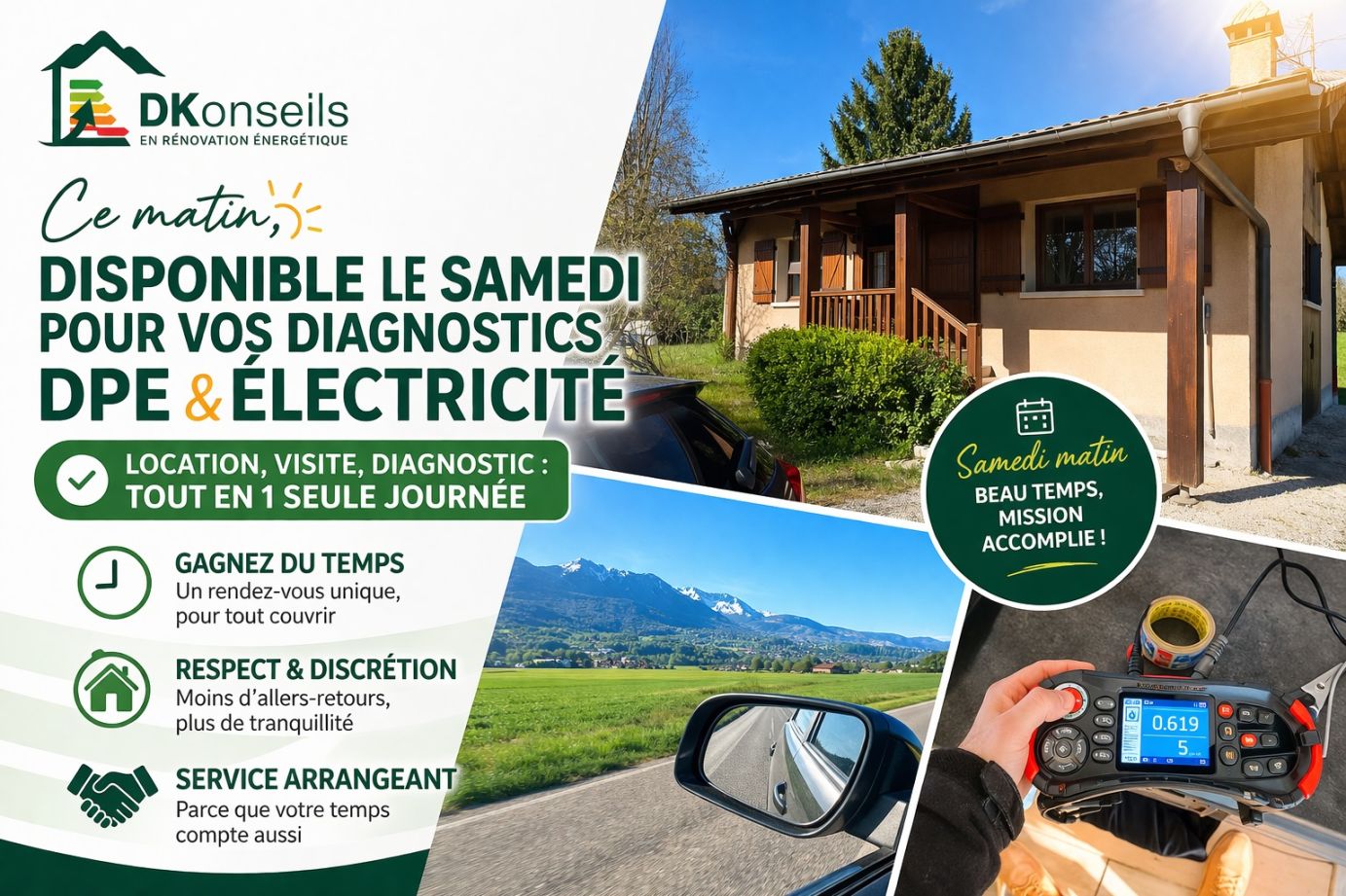 Ce matin, c’était DPE + diagnostic électricité pour un client qui loue son bien.